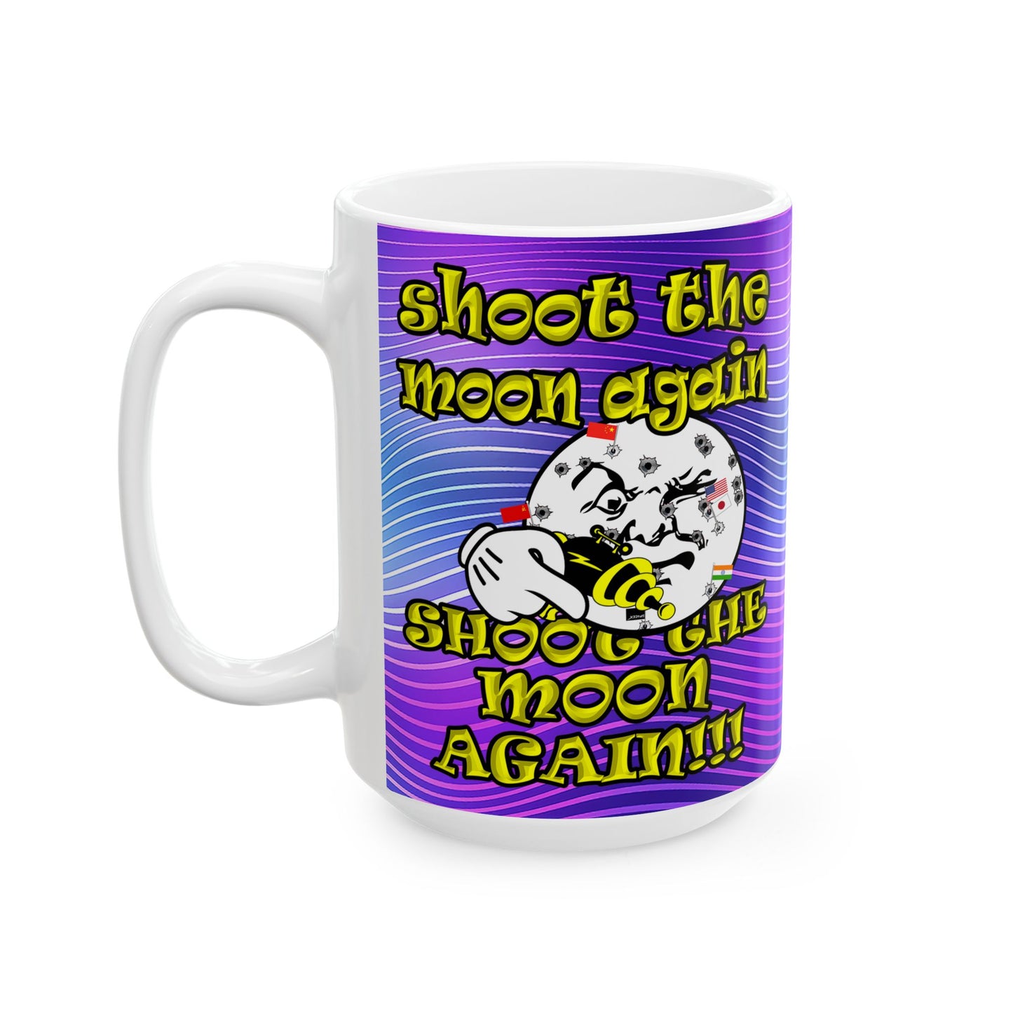 shoot the moon again - White Mug (purple wave)