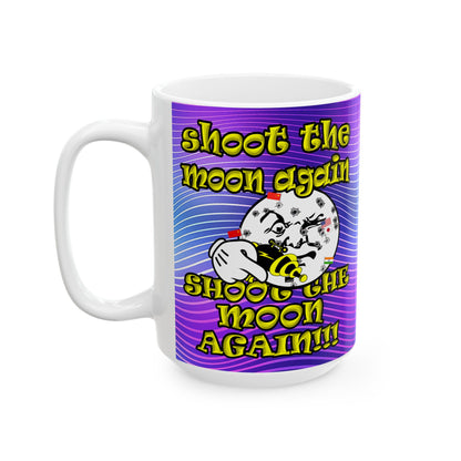 shoot the moon again - White Mug (purple wave)