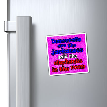 donkeys and elephants - Magnets - (pink swirl)