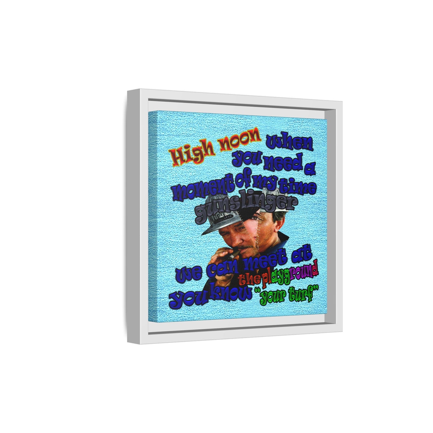 high noon - framed canvas art (faded blue)