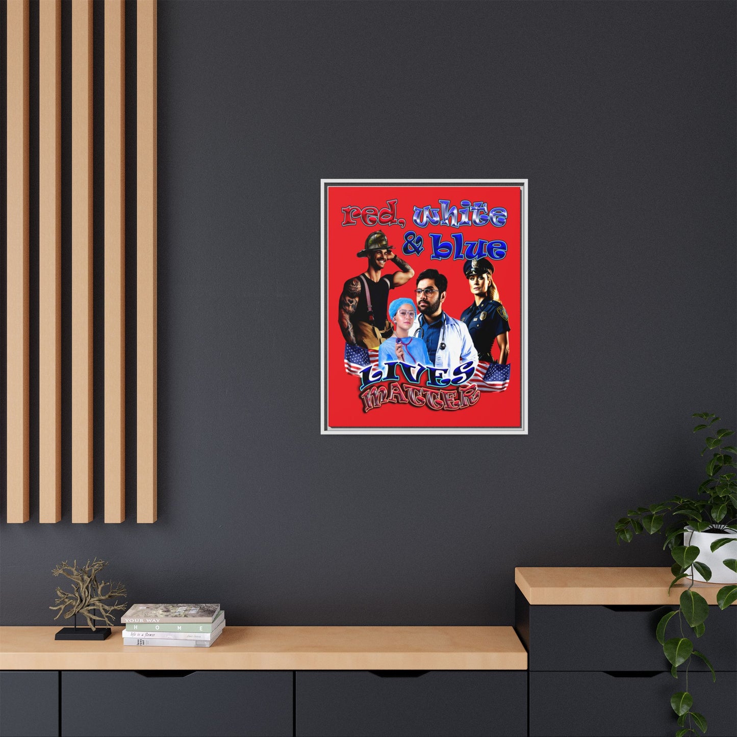rw&b lives matter - framed canvas art (red)
