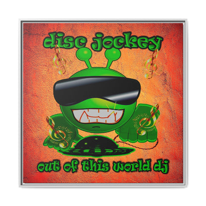 disc jockey - framed canvas art (burnt orange)