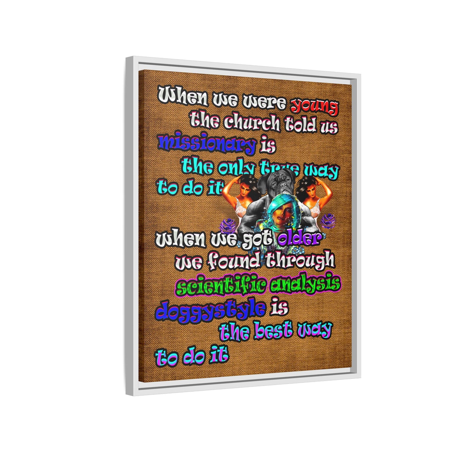 doggystyle - framed canvas art (brown papyrus)