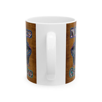em cee squared - White Mug (brown papyrus)
