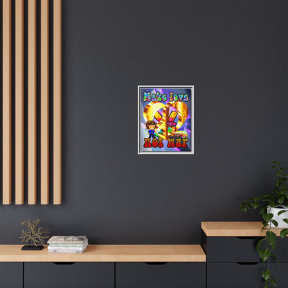 love peace - framed canvas art (grey-pink wave)