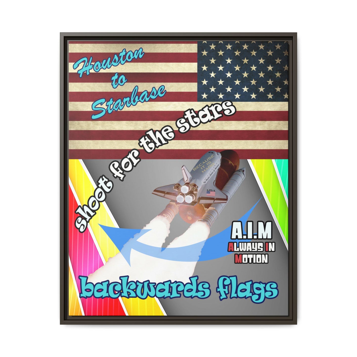 shoot for the stars - framed canvas art (rainbow split)