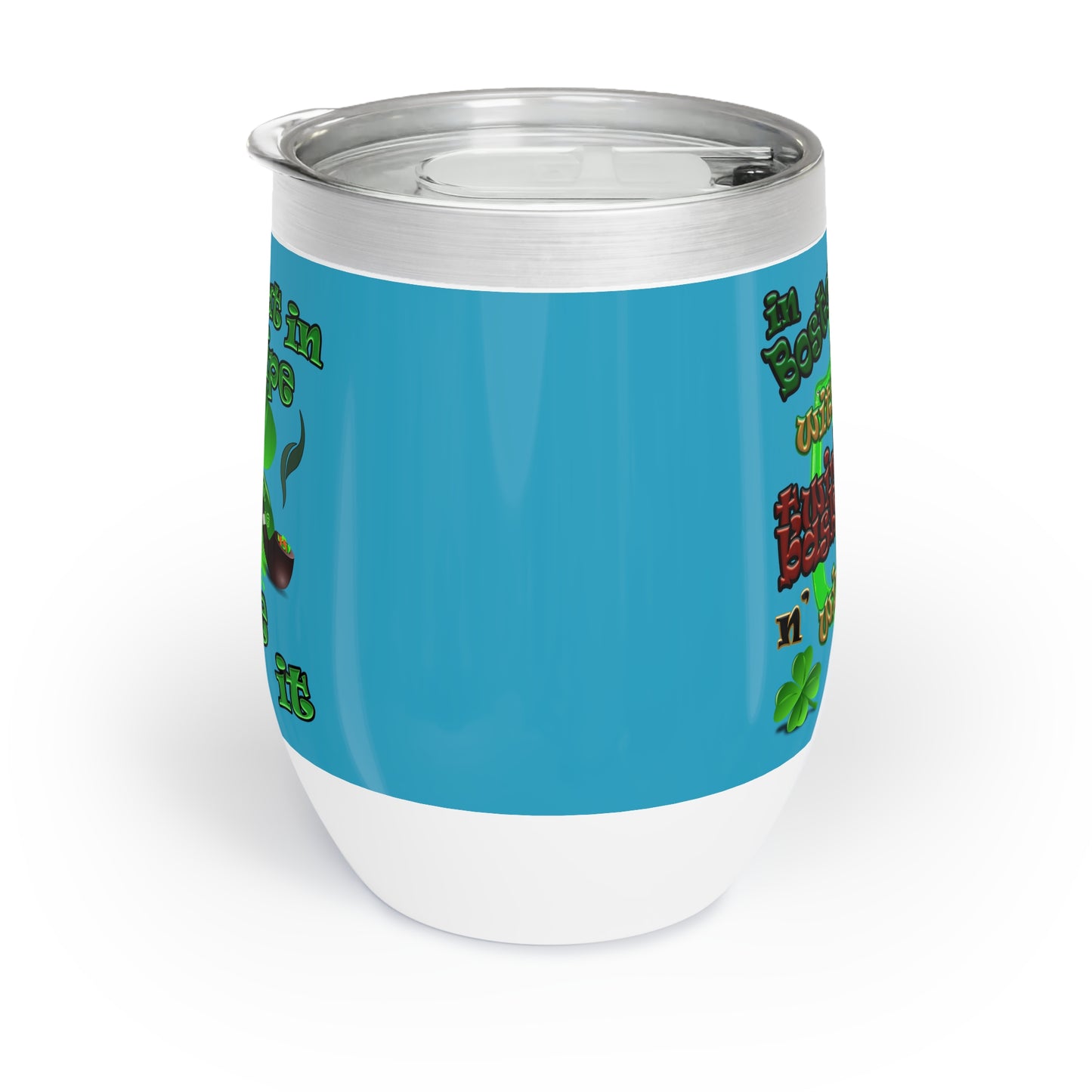 celtics logo - Chill Wine Tumbler (turquoise)