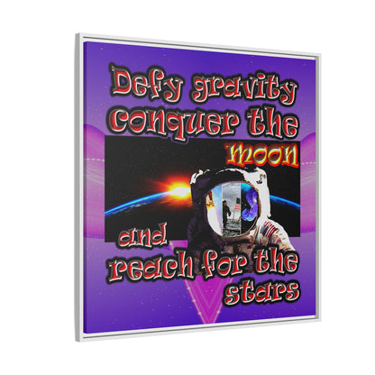 defy conquer reach - framed canvas art (purple-pink wave)
