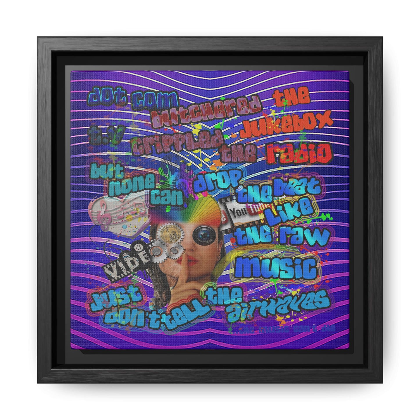 drop the beat - framed canvas art (purple wave)