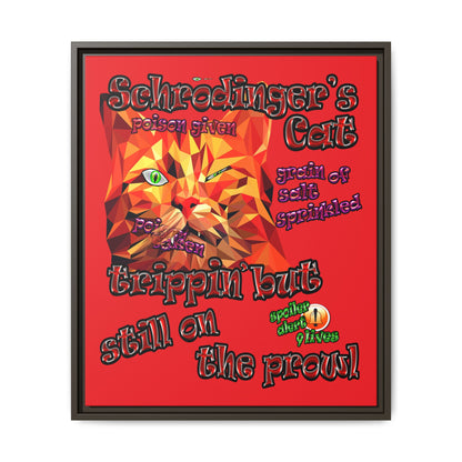 schrodinger's cat - framed canvas art (red)