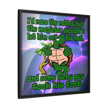 turtle race - framed canvas art (grey-pink wave)