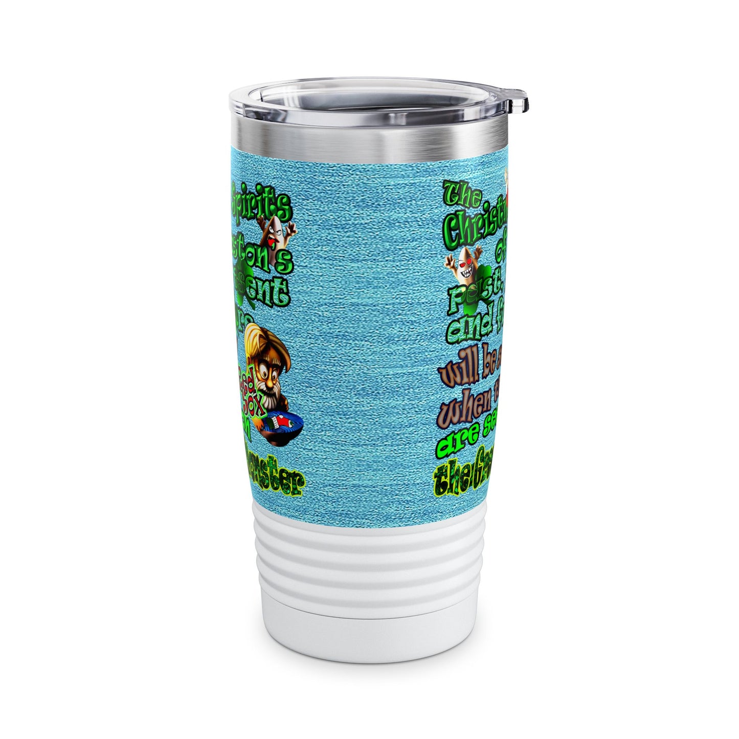 christmas spirits of boston - Ringneck Tumbler, 20oz (faded blue)