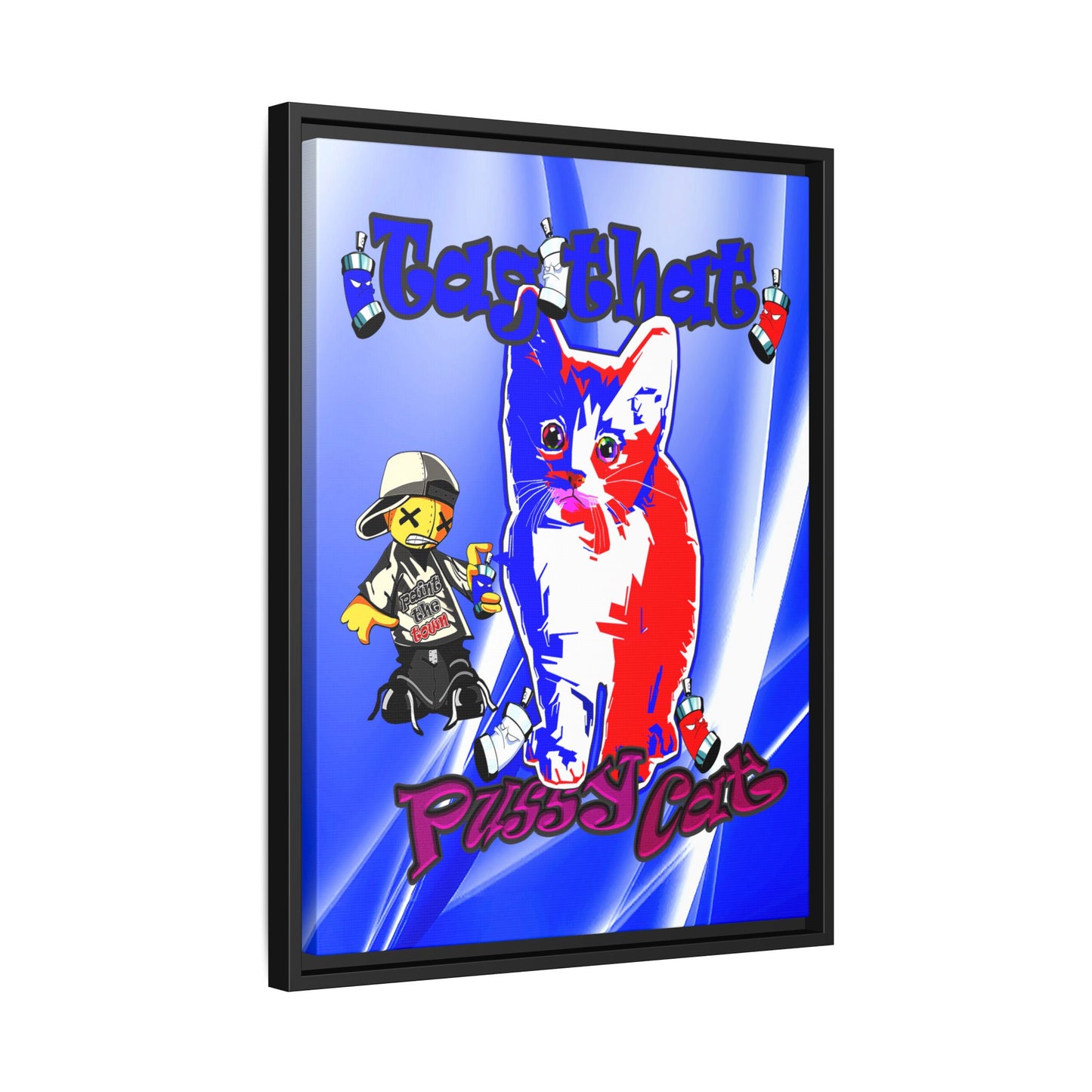 tag that - framed canvas art (blue-white wave)