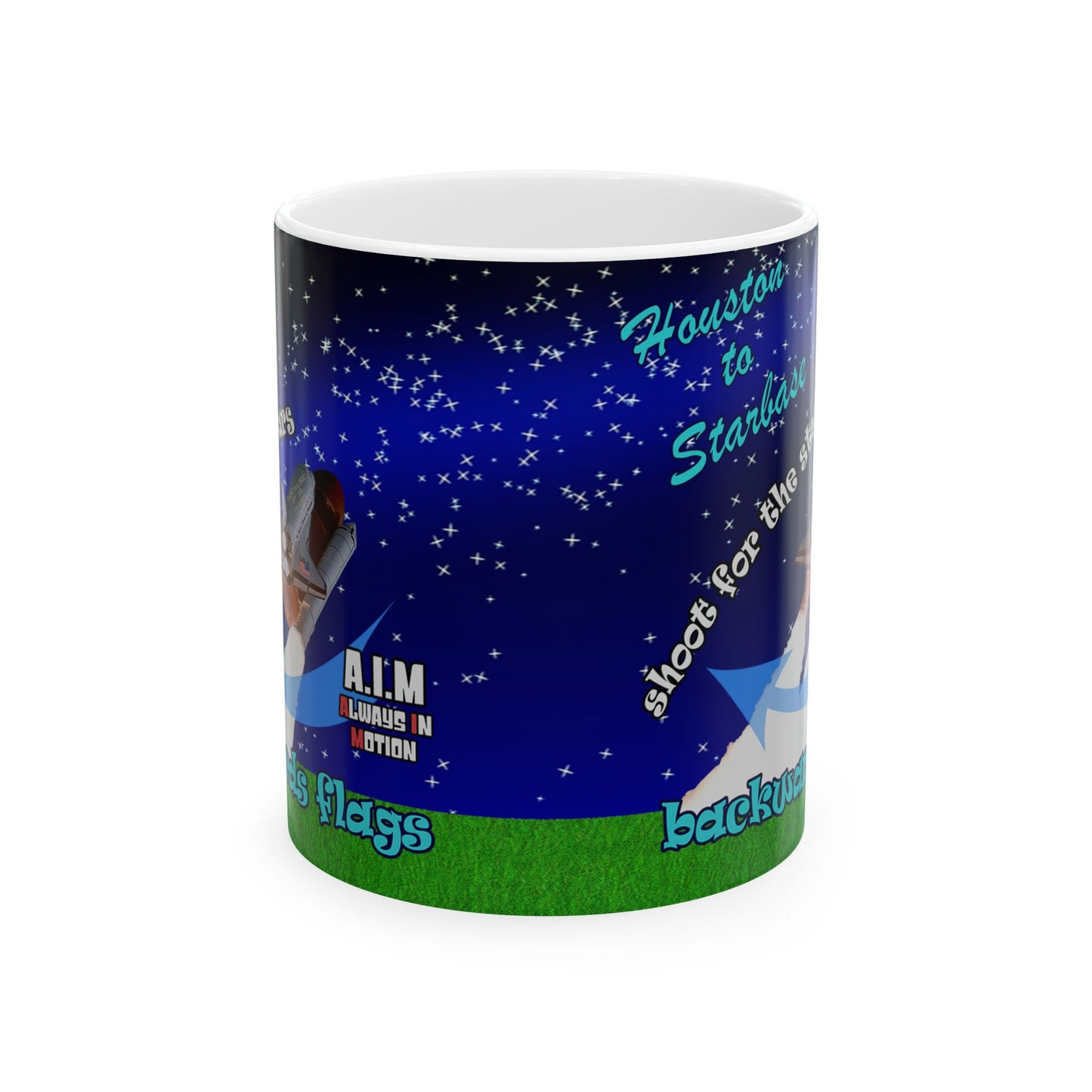 shoot for the stars - White Mug ('snoops' background)