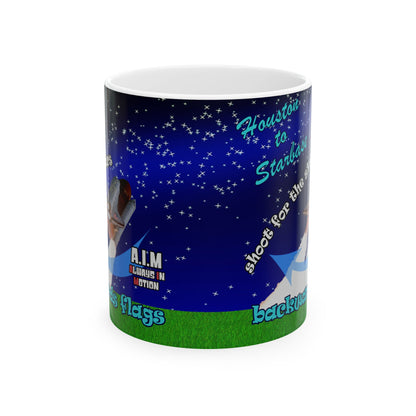 shoot for the stars - White Mug ('snoops' background)