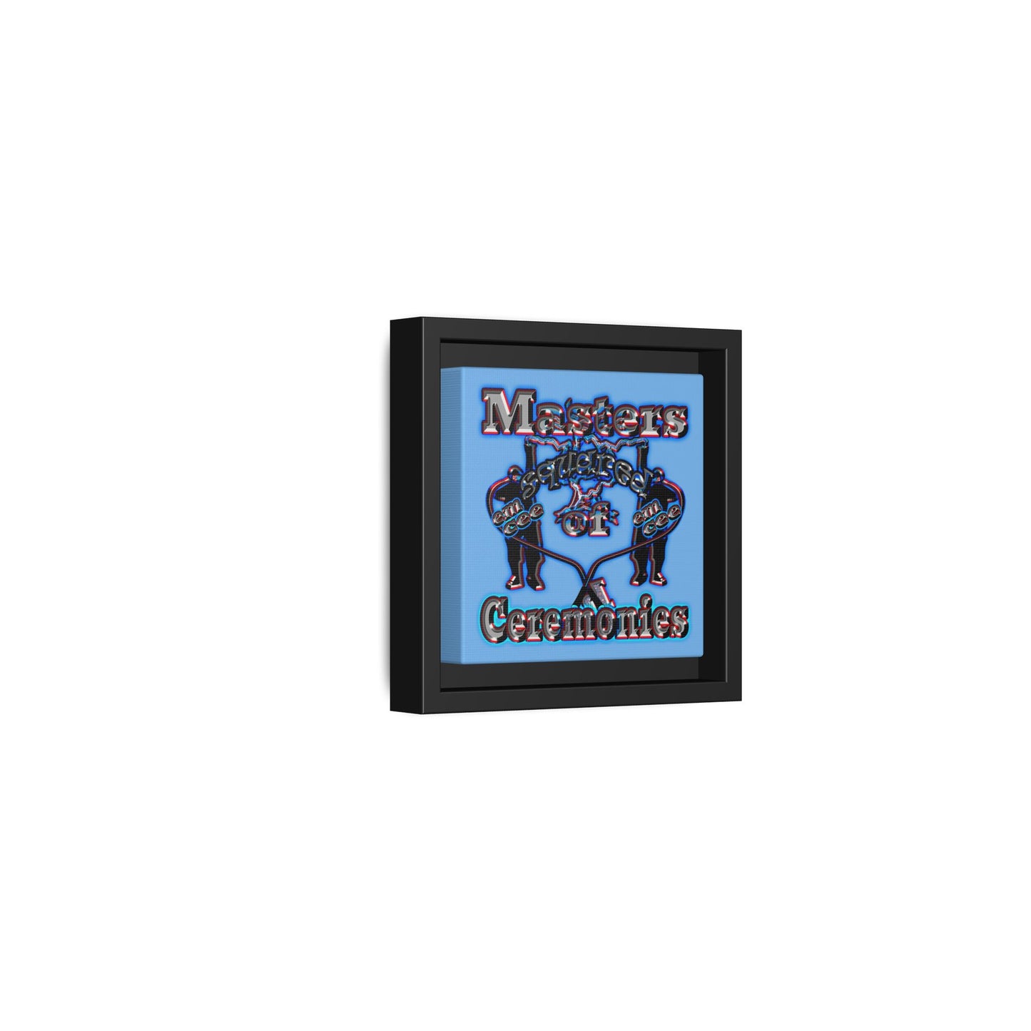 em cee squared - framed canvas art (light blue)
