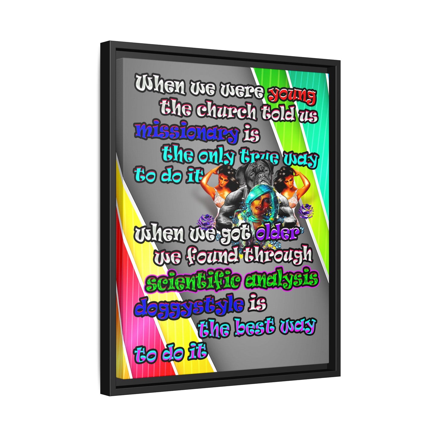 doggystyle - framed canvas art (rainbow split)
