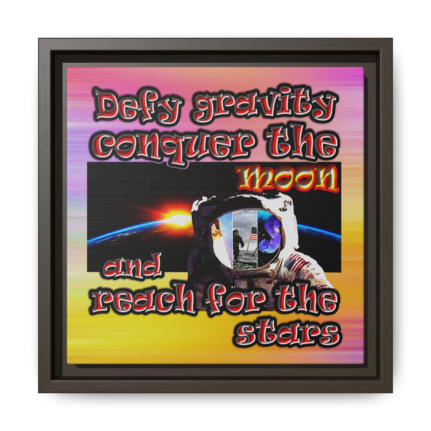 defy conquer reach - framed canvas art (color blur)