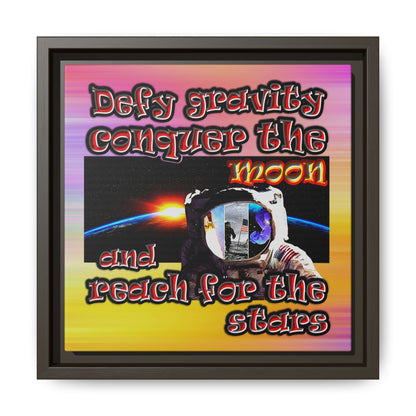 defy conquer reach - framed canvas art (color blur)
