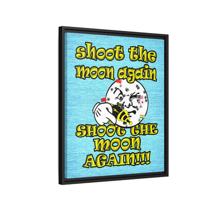 shoot the moon again - framed canvas art (faded blue)