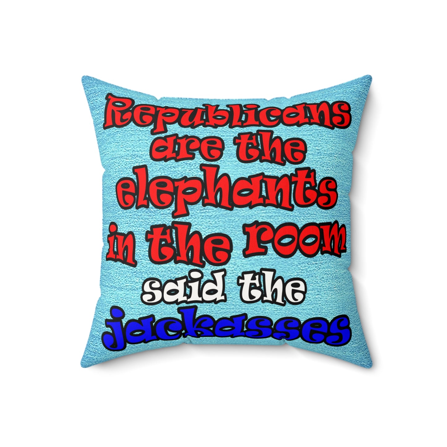 donkeys and elephants - Faux Suede Square Pillow - (faded blue)