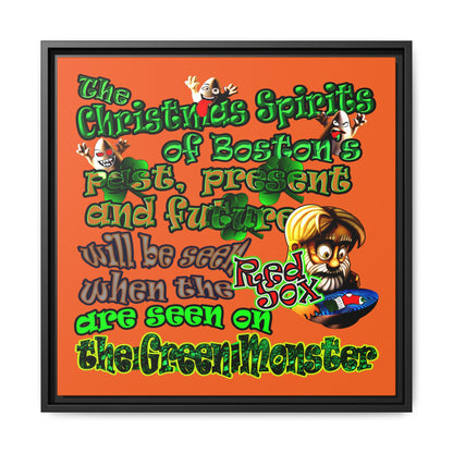 christmas spirits of boston - framed canvas art (orange)
