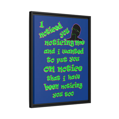 noticed you noticing - framed canvas art (dark blue)