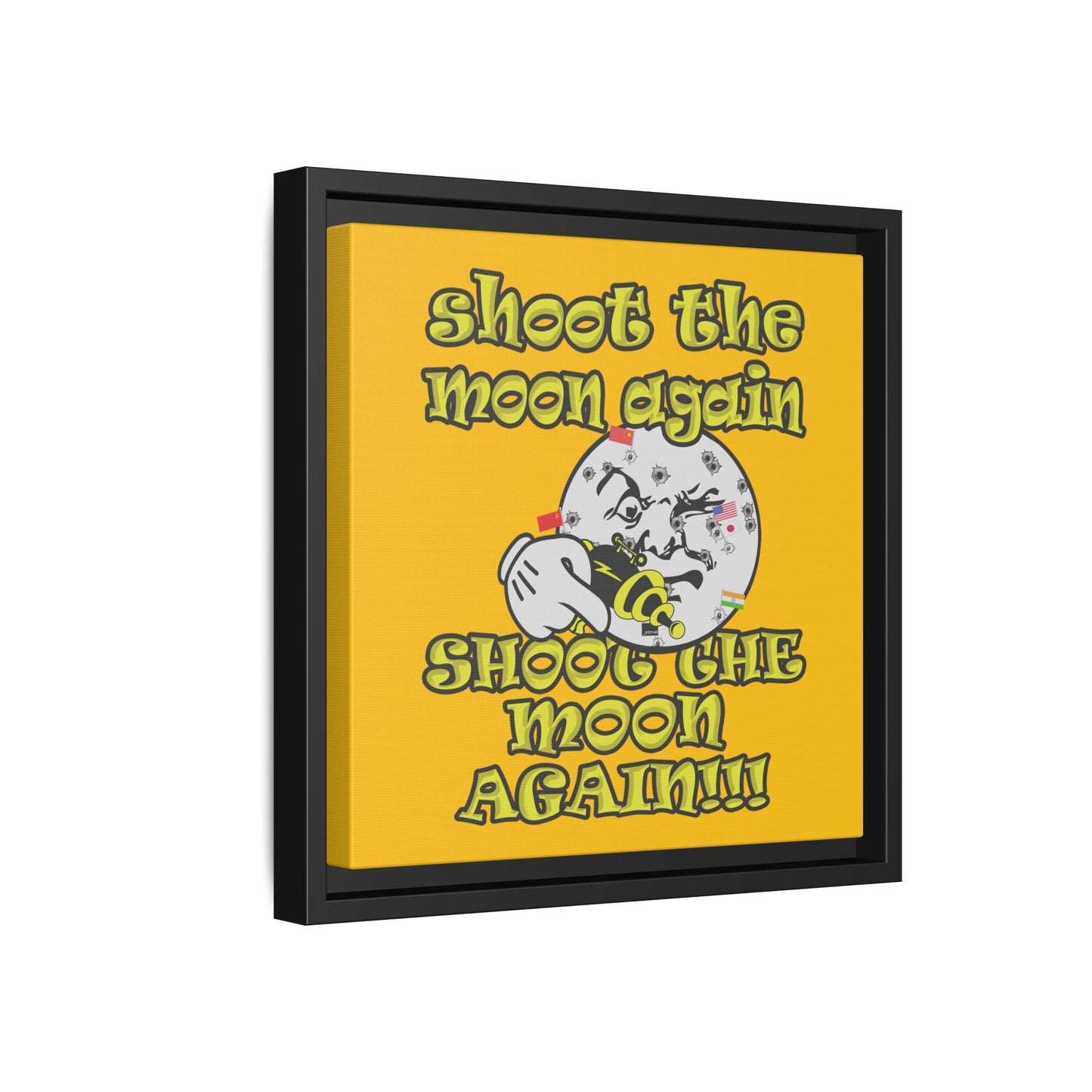 shoot the moon again - framed canvas art (yellow)