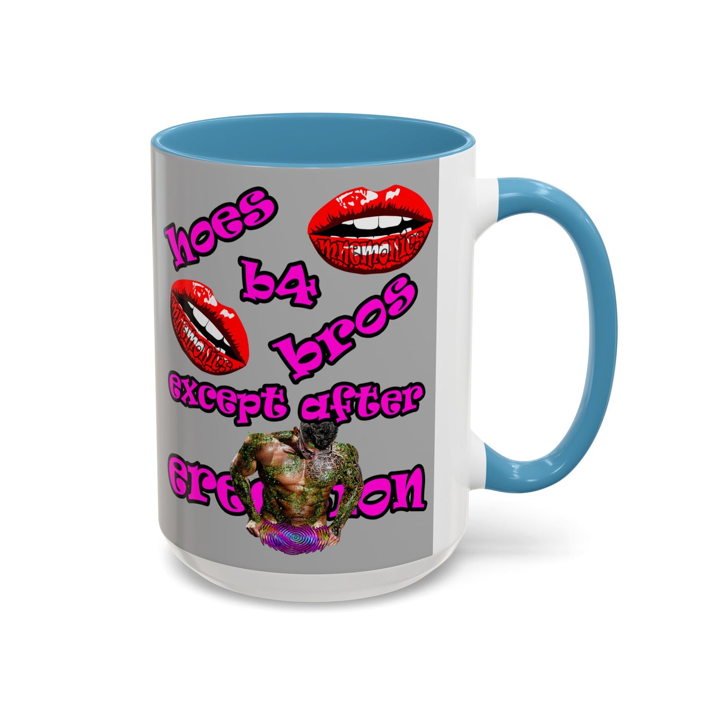 hoes b4 bros - Accent Mug (light grey)