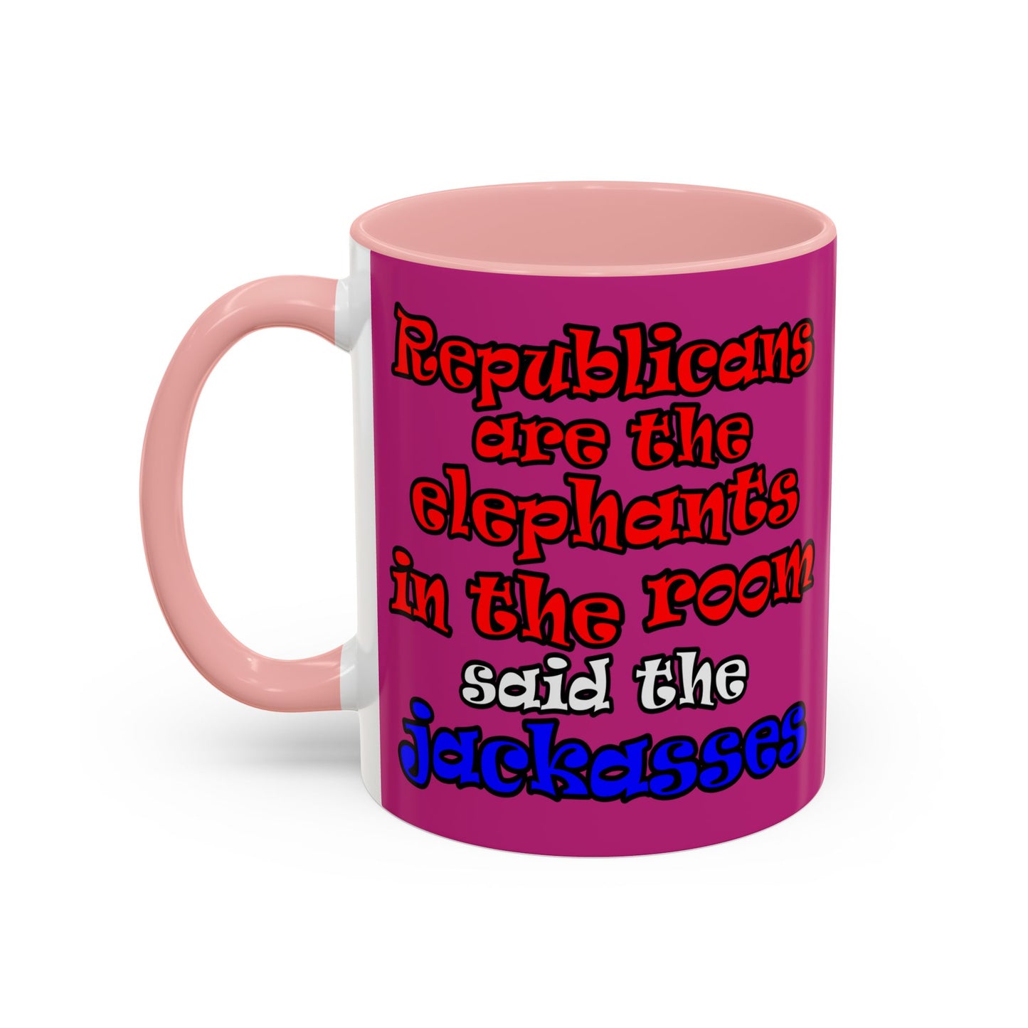 donkeys and elephants - Accent Mug (pink)