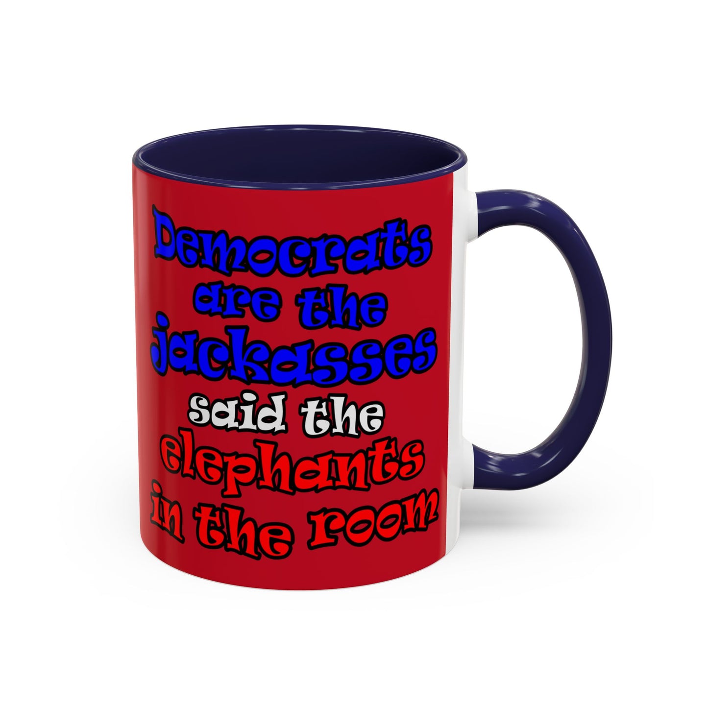 donkeys and elephants - Accent Mug (dark red)