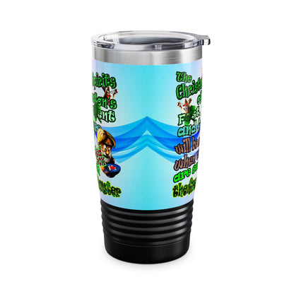 christmas spirits of boston - Ringneck Tumbler, 20oz (light blue-pink wave)