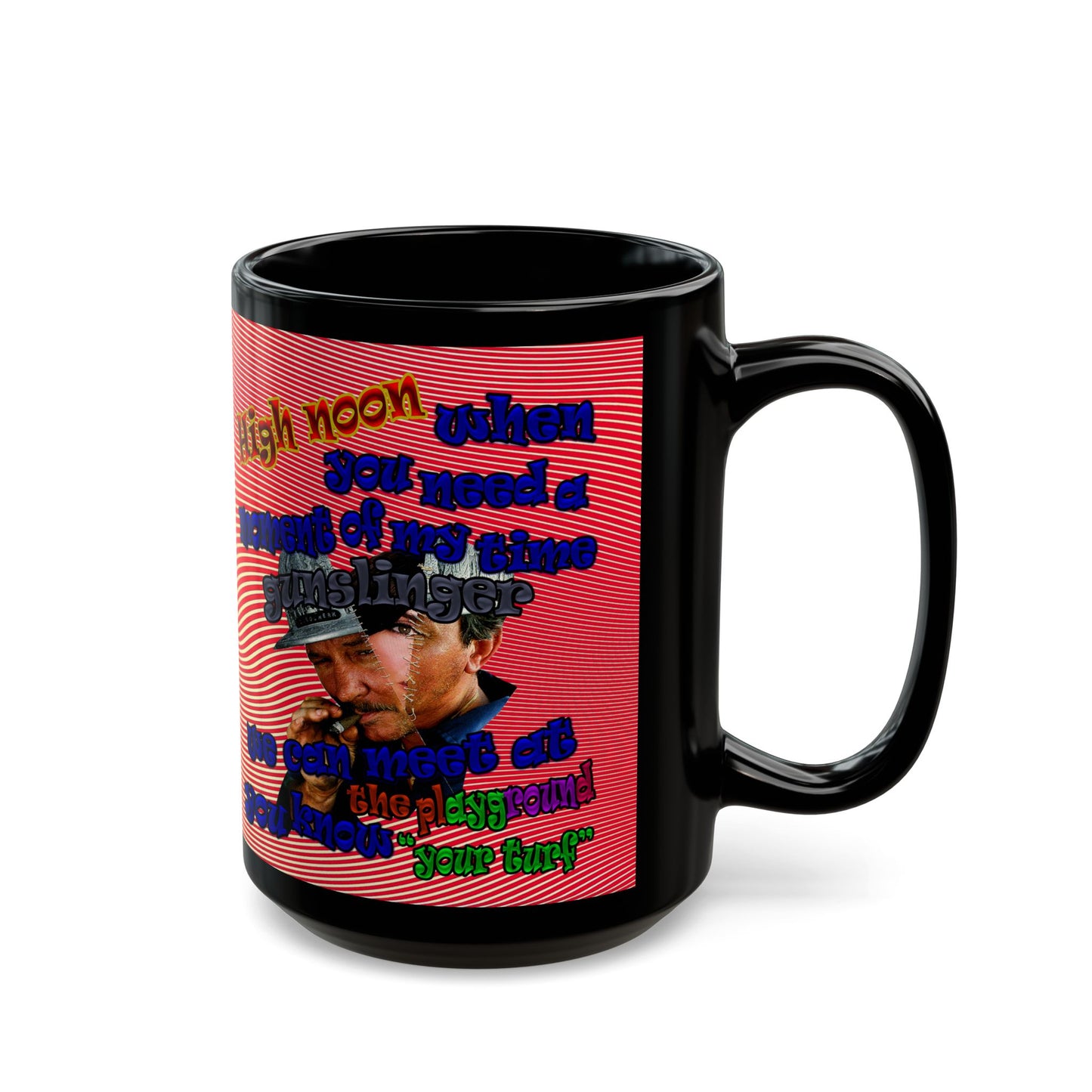 high noon - Black Mug (yellow-orange wave)