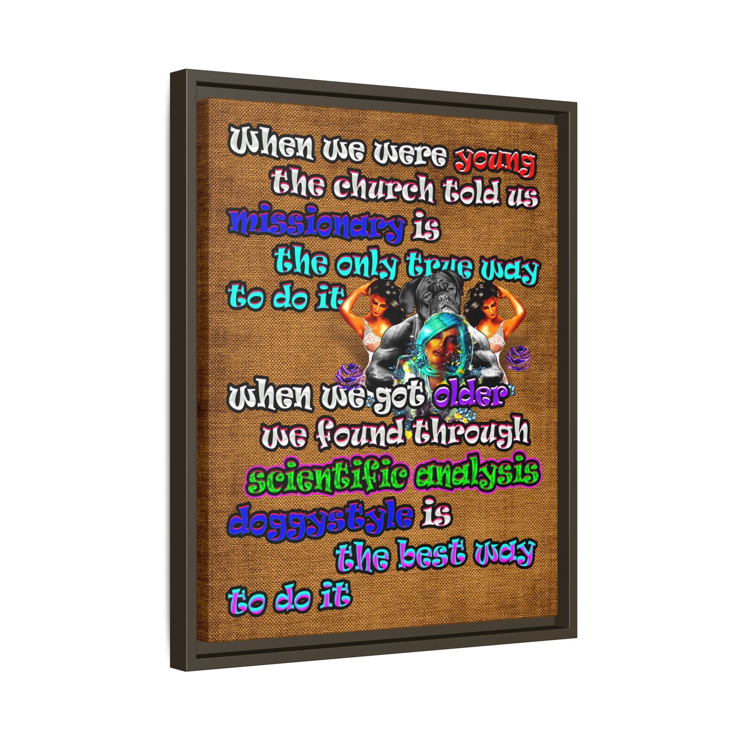 doggystyle - framed canvas art (brown papyrus)