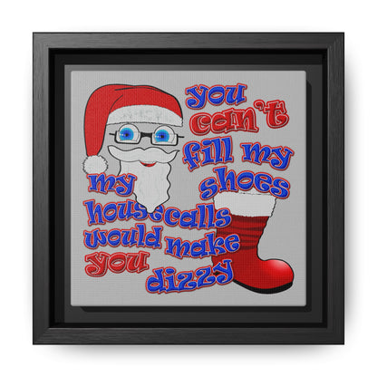 santa's shoes - framed canvas art (light grey)