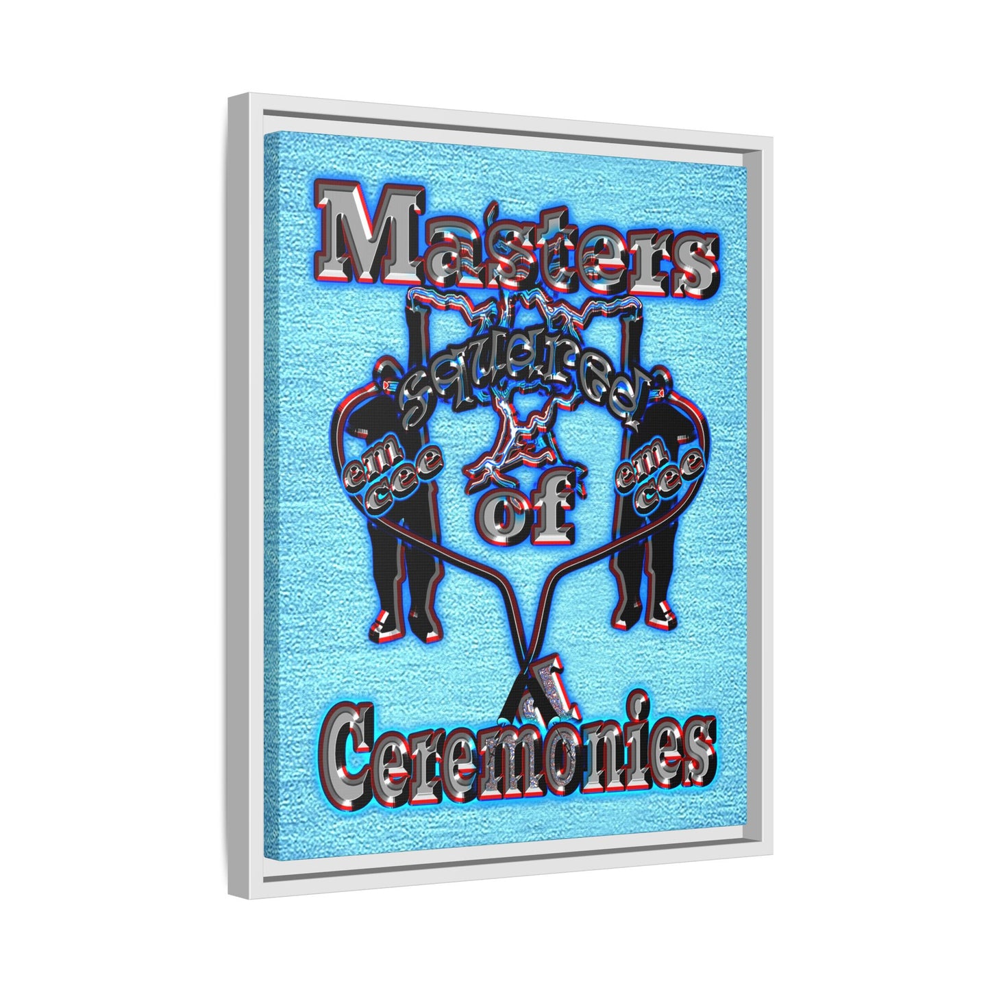 em cee squared - framed canvas art (faded blue)
