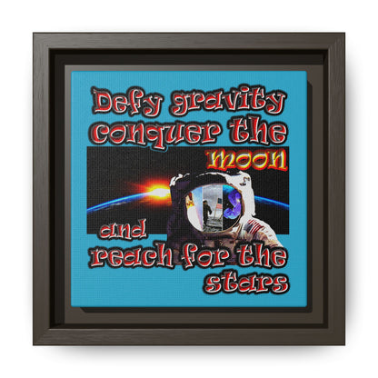 defy conquer reach - framed canvas art (turquoise)