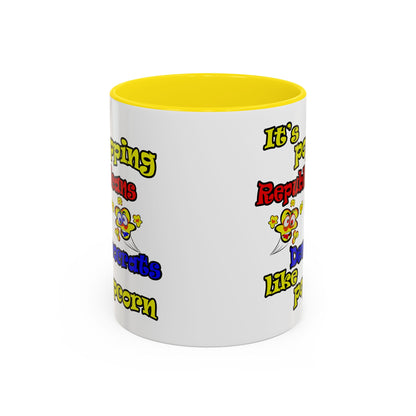 popping like popcorn - Accent Mug (white)