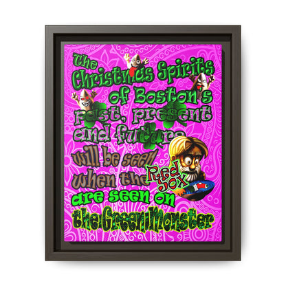 christmas spirits of boston - framed canvas art (pink swirl)