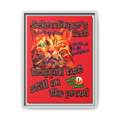 schrodinger's cat - framed canvas art (red)