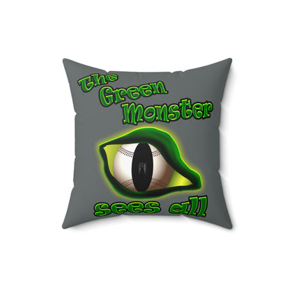 green monster - Spun Polyester Square Pillow - (dark grey)