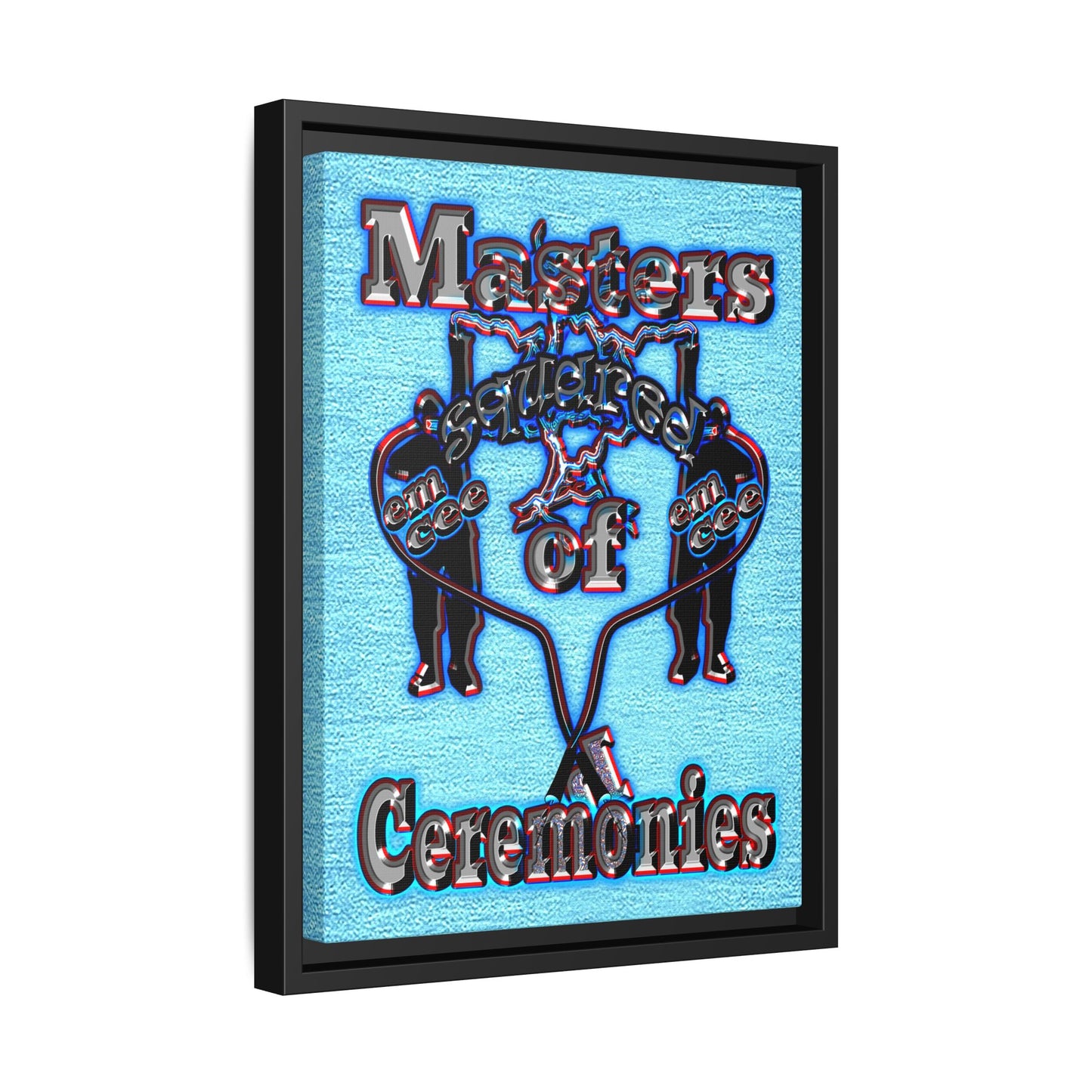 em cee squared - framed canvas art (faded blue)