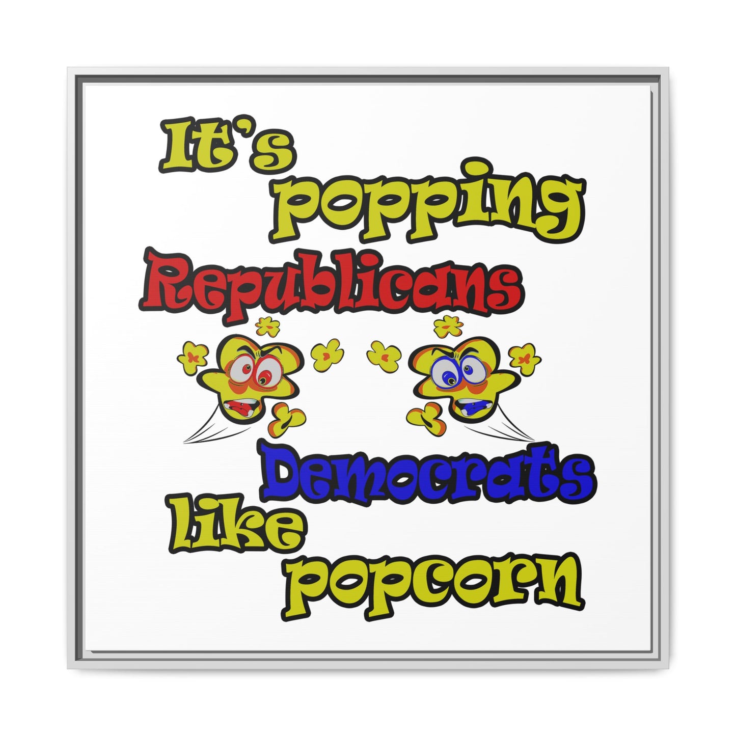 popping like popcorn - framed canvas art (white)