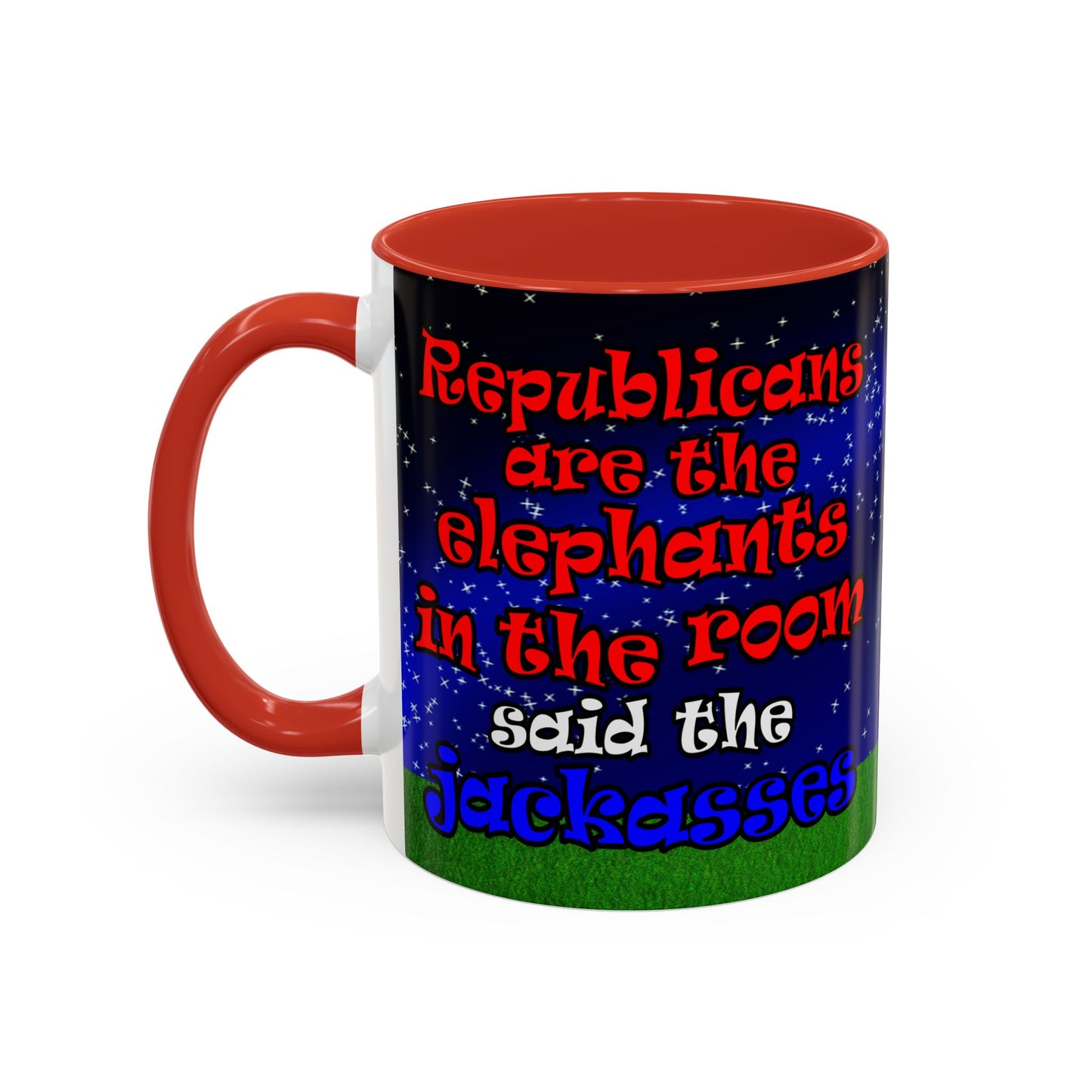 donkeys and elephants - Accent Mug ('snoops' background)
