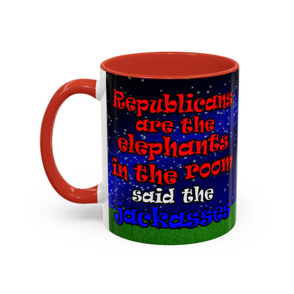 donkeys and elephants - Accent Mug ('snoops' background)