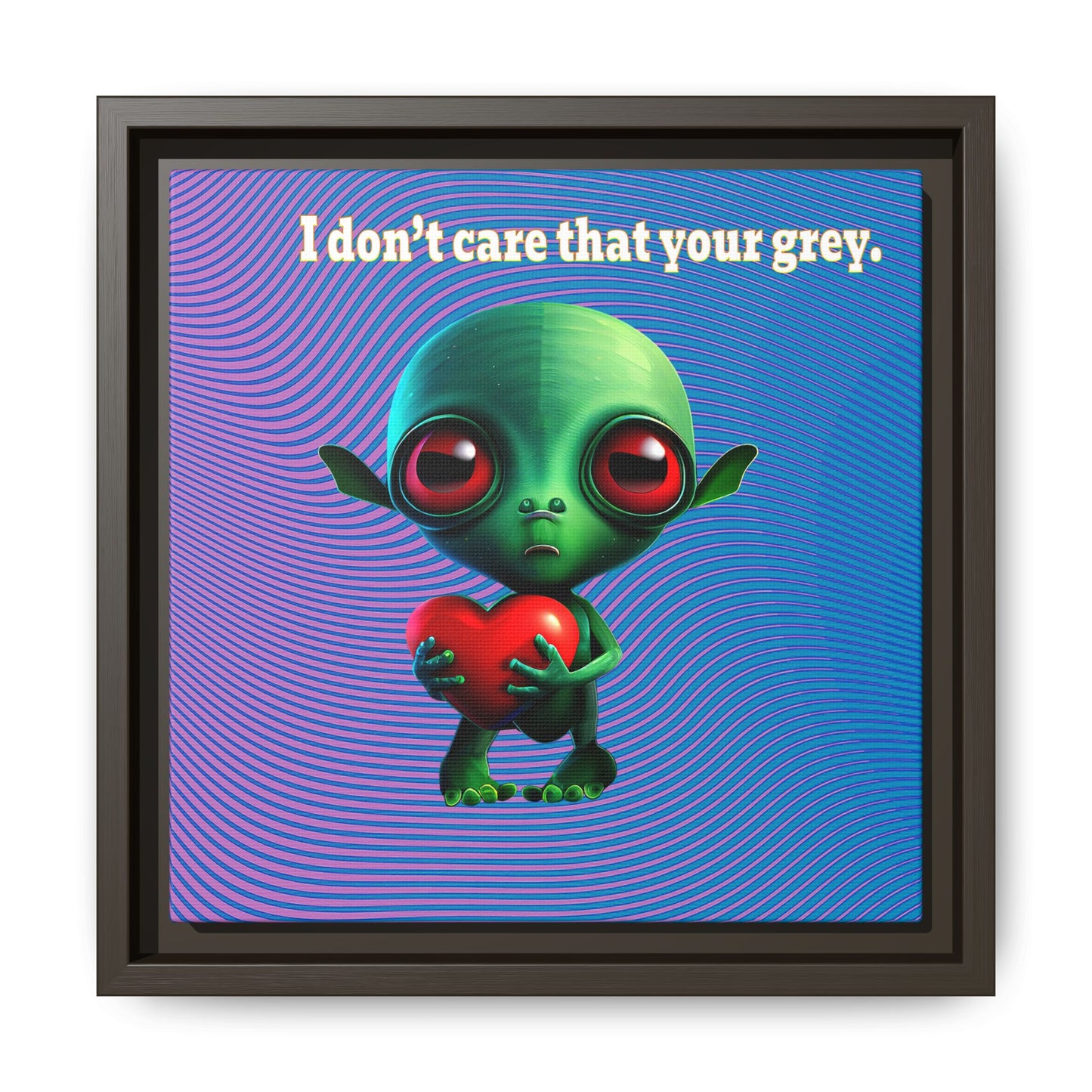 I don't care that your grey - framed canvas art (light blue-purple wave)