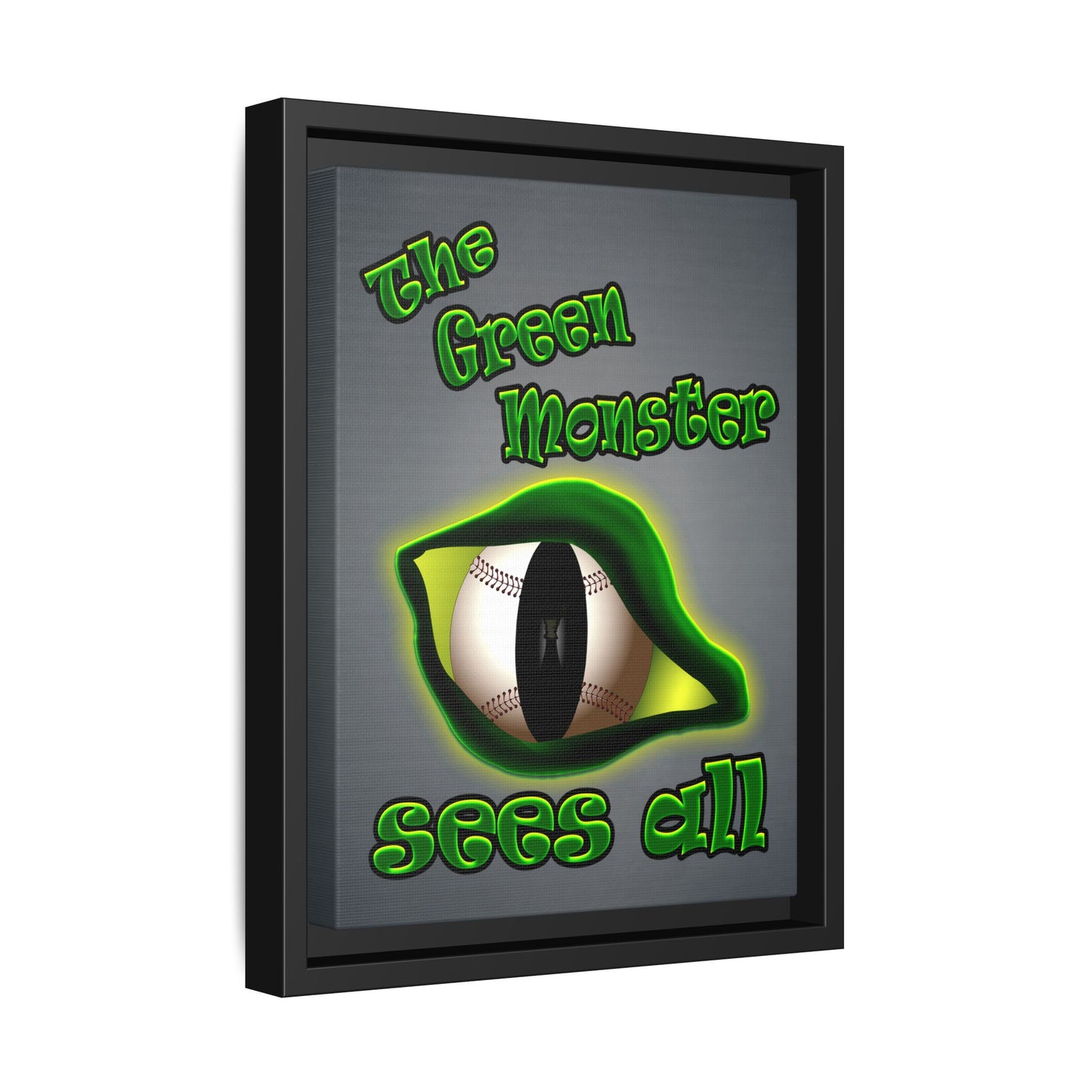 green monster - framed canvas art (grey-light grey)