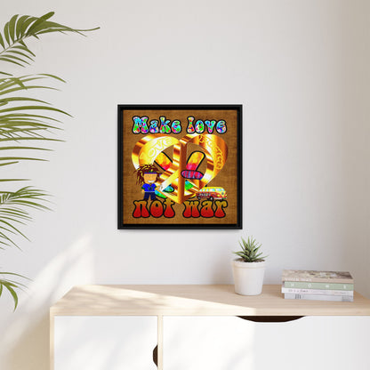 love peace - framed canvas art (brown papyrus)