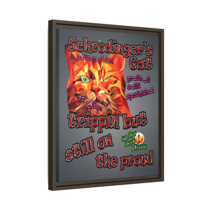 schrodinger's cat - framed canvas art (grey-light grey)