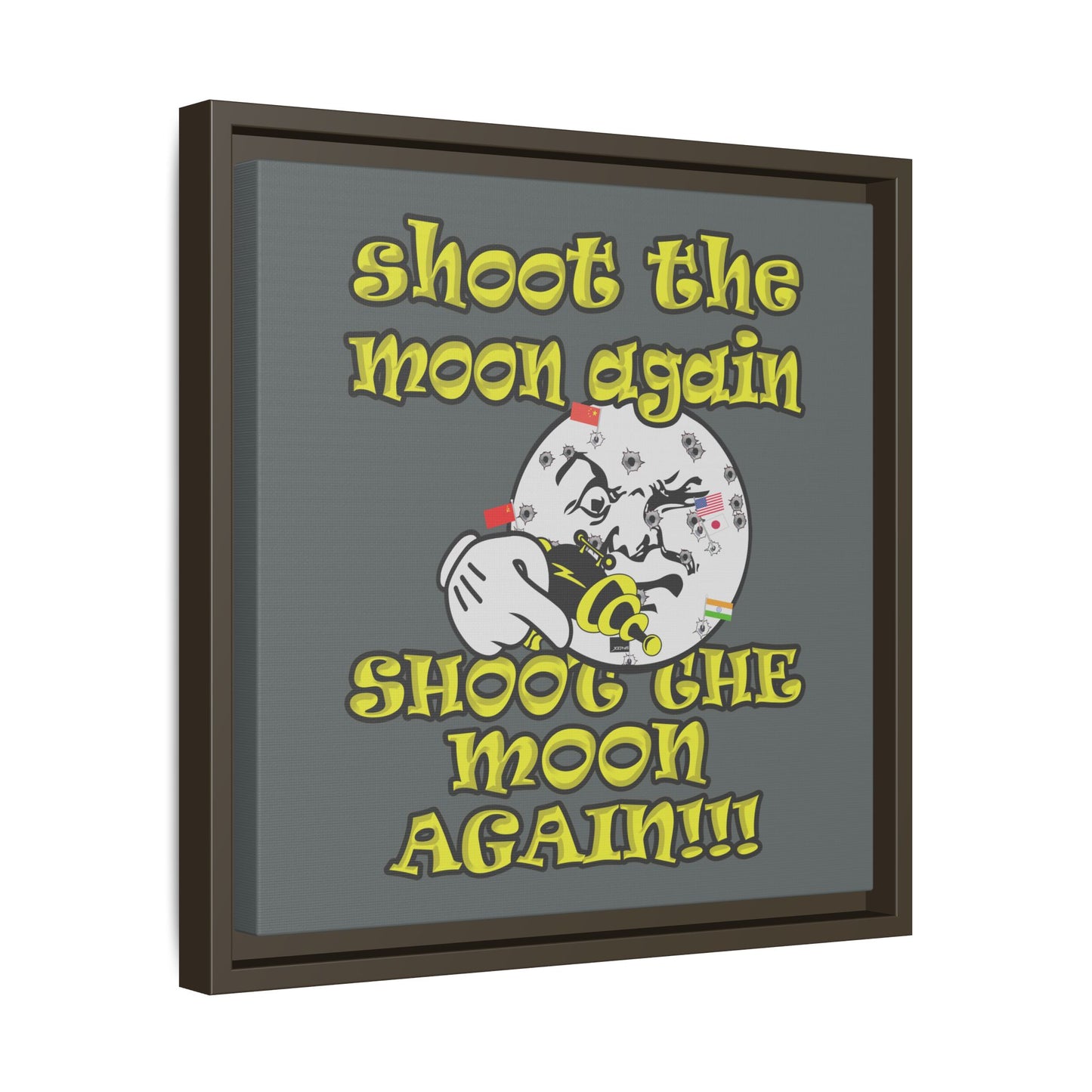 shoot the moon again - framed canvas art (dark grey)